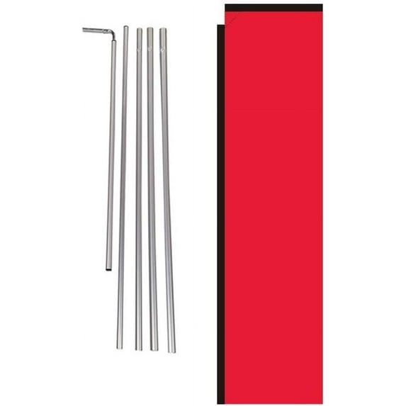 Solid Red Outdoor Rectangle Feather Banner Flag Sign with Pole Kit and Ground Spike