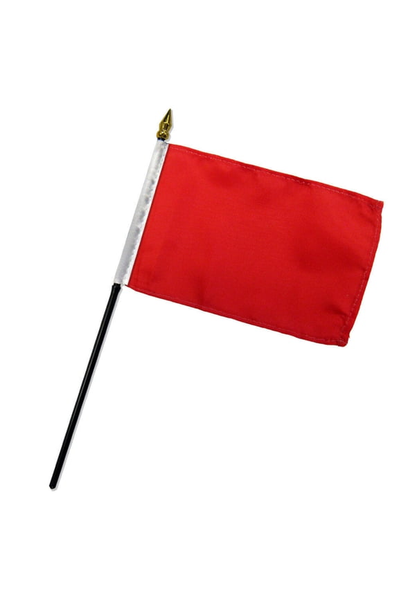 Solid Red Plain Flag 4"x6" Desk Table Stick Premium Polyester (sewn edges)