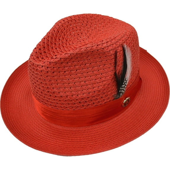 Men's Solid Lt. Blue Poly Braid Fedora By Bruno Capelo JU-910