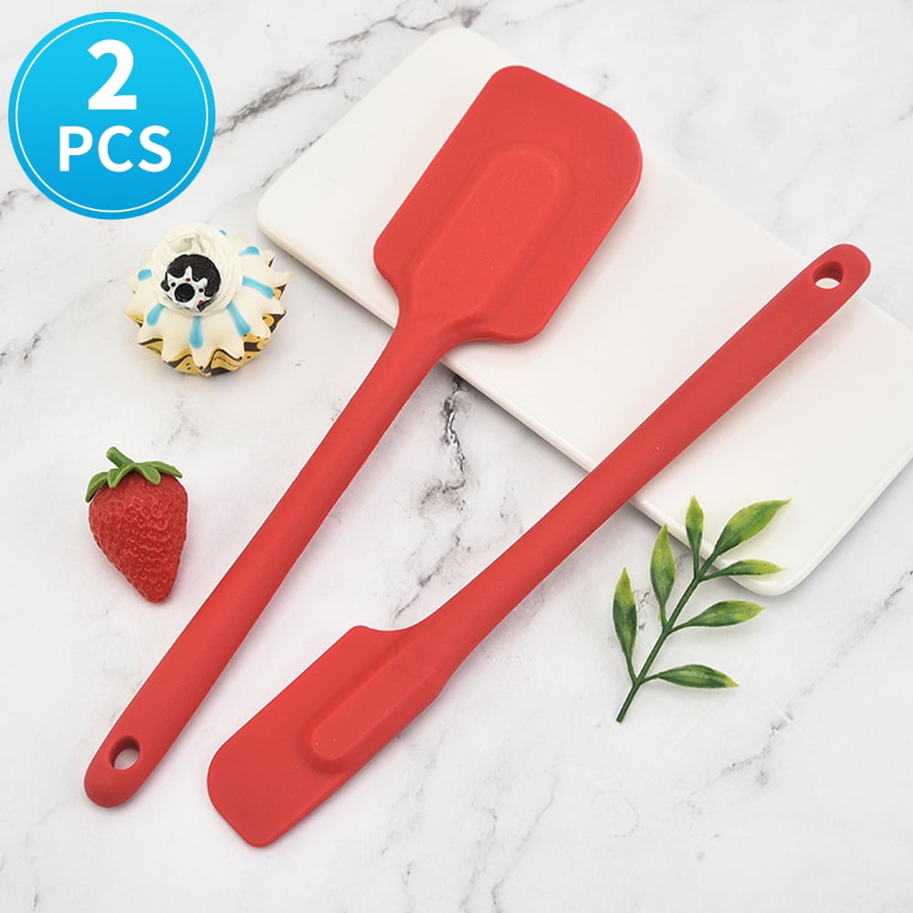 Solid Red Spatula Silicone Spatula 2piece Set, High HeatResistant Pro
