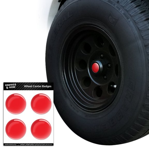 Solid Red Tire Wheel Center Cap Resin-Topped Badges Stickers