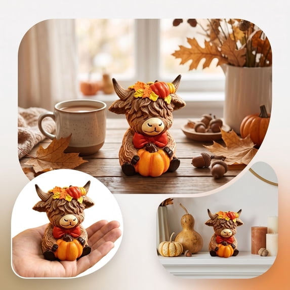 Solid Resin Cow Desktop Figurine Ornament, fine‑finished handicraft styling, compact desktop‑sized design, serves as shelf decoration, housewarming and everyday souvenir gift