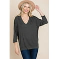 thumbnail image 1 of Solid Rib Modal Casual 3/4 Sleeves Dolman Sleeves Top M, 1 of 1