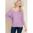 thumbnail image 1 of Solid Rib Modal Casual 3/4 Sleeves Dolman Sleeves Top, 1 of 5