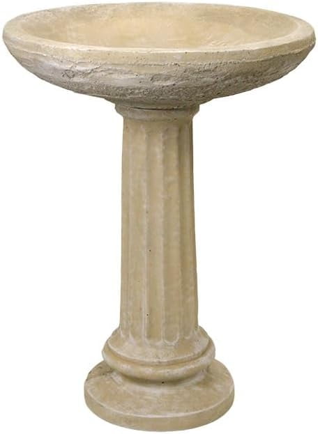 Solid Rock Stoneworks 2 Piece Collanade Birdbath - 26" Tall - Desert Sand Color