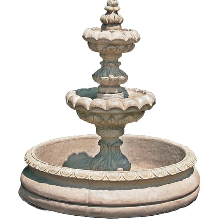 Solid Rock Stoneworks 2 Tier Ribbed Basin Fountain - 52" Tall - Desert Sand Brown
