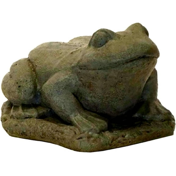 Solid Rock Stoneworks 6 inch Frog Concrete Statue, Aged Pine Color