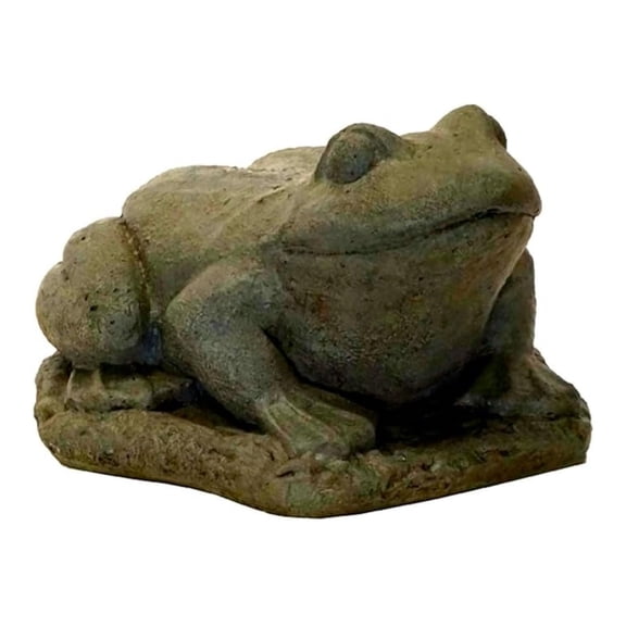 Solid Rock Stoneworks 6 inch Frog Concrete Statue, Aged Pine Color
