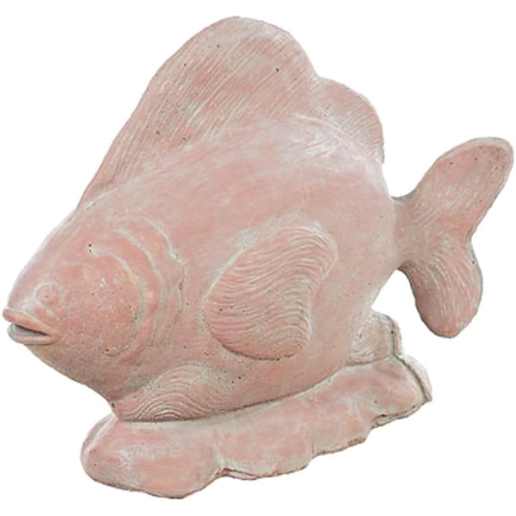 Solid Rock Stoneworks Big Fish Concrete Statue, 15" Tall, Brick Color