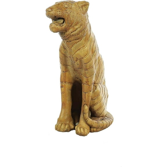 Solid Rock Stoneworks Big Tiger Concrete Statue, 28" Tall, Autumn Wheat Color