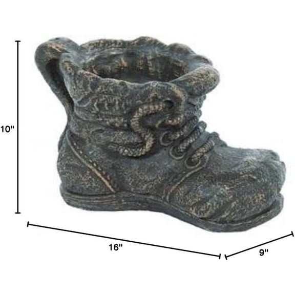 Solid Rock Stoneworks Boot Planter 10" tall x 9" diameter Autumn Brown Color