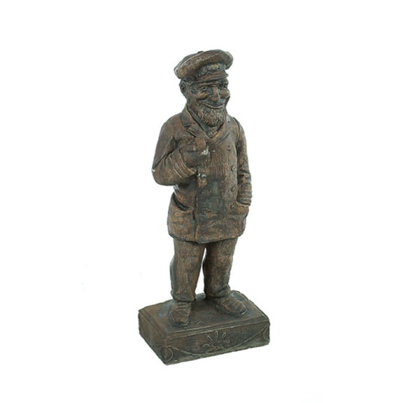Solid Rock Stoneworks Captain with Pipe Stone Statue 21" Tall Espresso