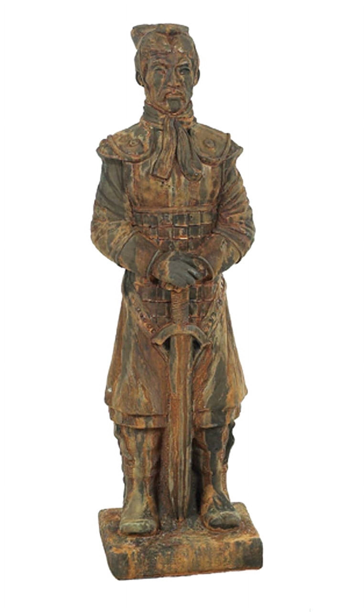 Solid Rock Stoneworks Chinese Warrior Concrete Statue – 30"H x 9"W x 7"D – Oriental Garden Decor – Asian-Inspired Outdoor Sculpture – Handcrafted Concrete – Made in USA