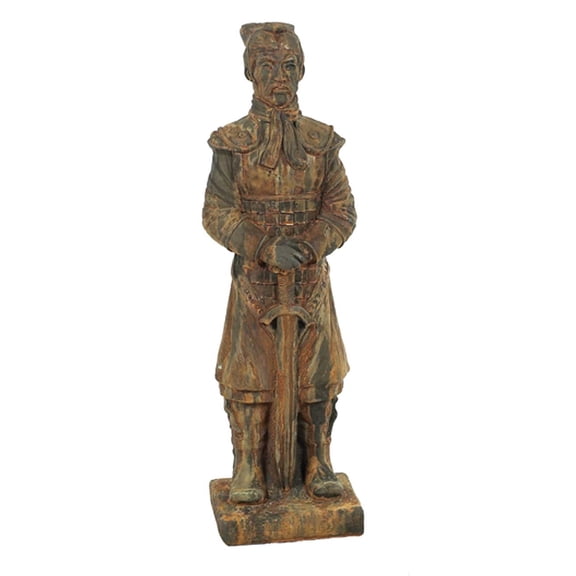 Solid Rock Stoneworks Chinese Warrior Concrete Statue – 30"H x 9"W x 7"D – Oriental Garden Decor – Asian-Inspired Outdoor Sculpture – Handcrafted Concrete – Made in USA