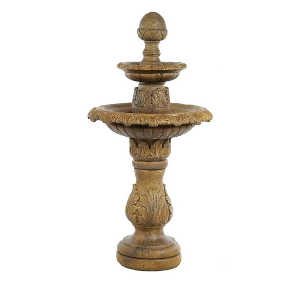 Solid Rock Stoneworks Concrete 2 Tier Acorn Leaf Fountain - 48" Tall - Espresso