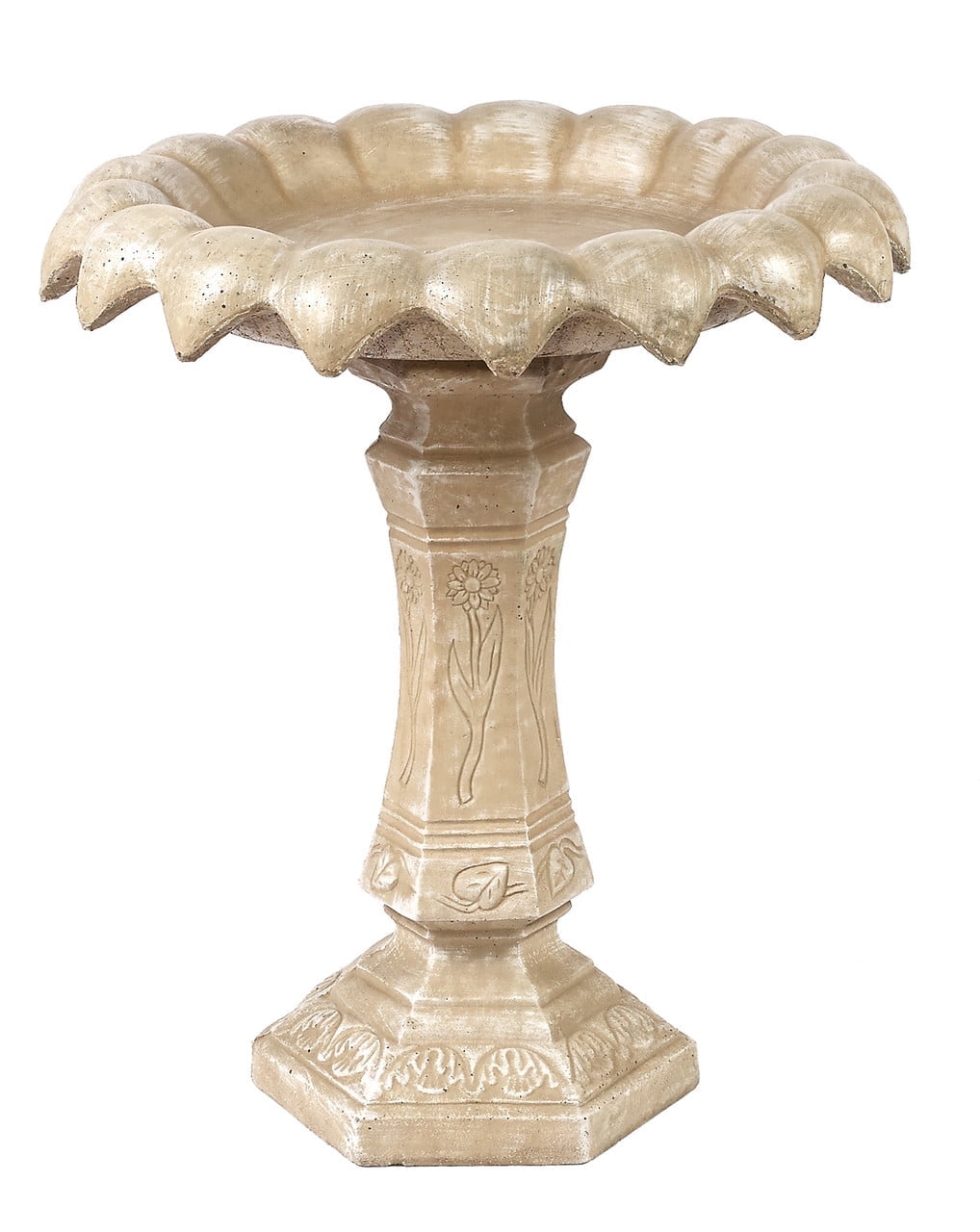 Solid Rock Stoneworks Concrete Carefree Birdbath - 26" Tall - Desert Sand