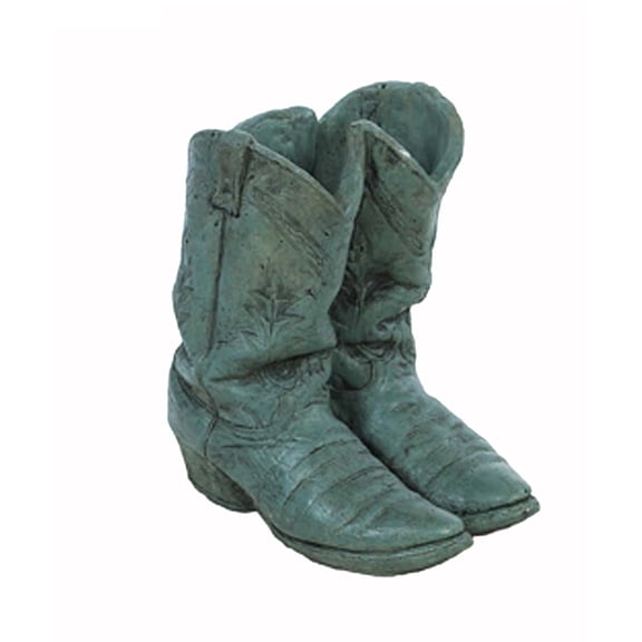 Solid Rock Stoneworks Concrete Double Western Boot Planter 13" Tall Indigo Color