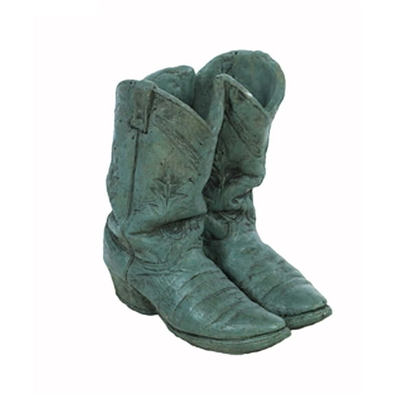 Solid Rock Stoneworks Concrete Double Western Boot Planter 13" Tall Indigo Color