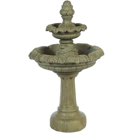 Solid Rock Stoneworks Concrete Falling Leaves Fountain - 47" Tall - Aged Pine