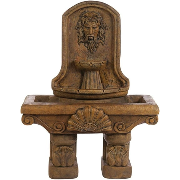 Solid Rock Stoneworks Concrete Neptune Rectangle Shell Fountain - 54" Tall - Espresso