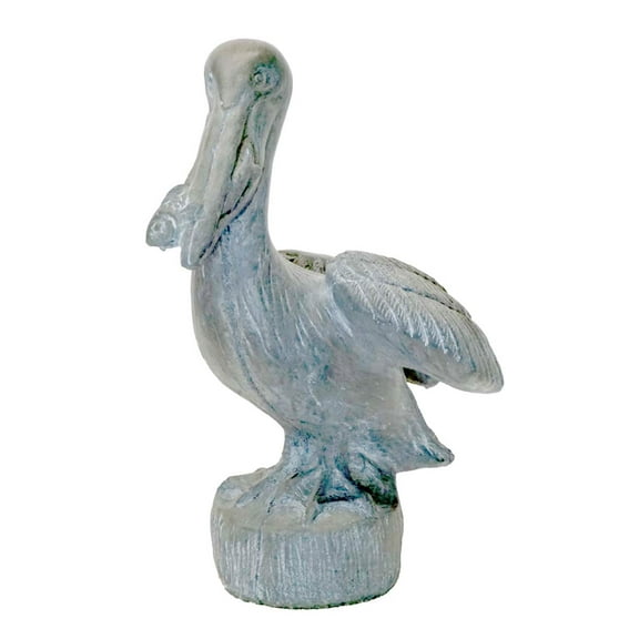 Solid Rock Stoneworks Concrete Pelican with Fish - 20" Tall - Flint Stain