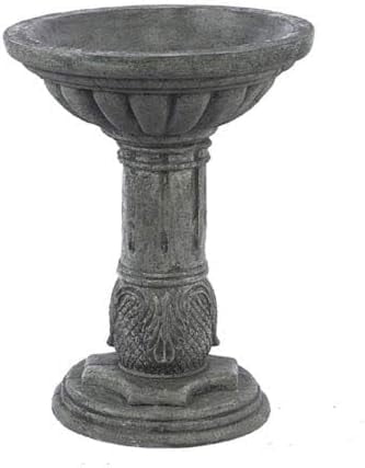 Solid Rock Stoneworks Concrete Reeded Birdbath - 28" Tall - Indigo