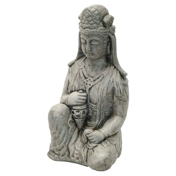 Solid Rock Stoneworks Concrete Sitting Asian Lady - 15" Tall- Pre Aged