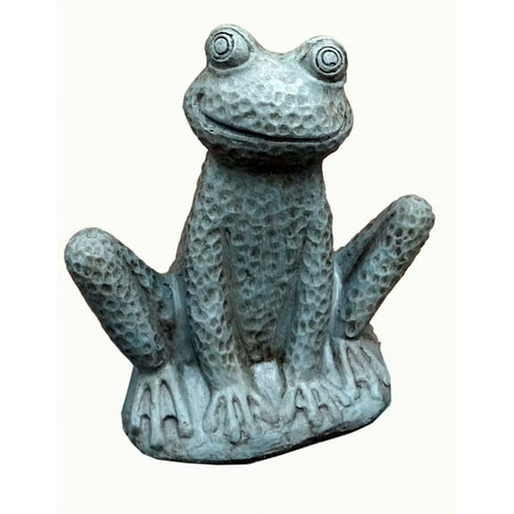 Solid Rock Stoneworks Concrete Sitting Dimples Frog - Cypress Stain - 13" Tall x 13" w x 8" d