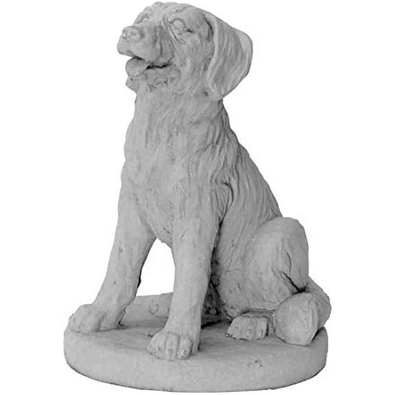 Solid Rock Stoneworks Concrete Sitting Golden Retriever on Base - 15" tall x 12 w x 12 d, Unstained
