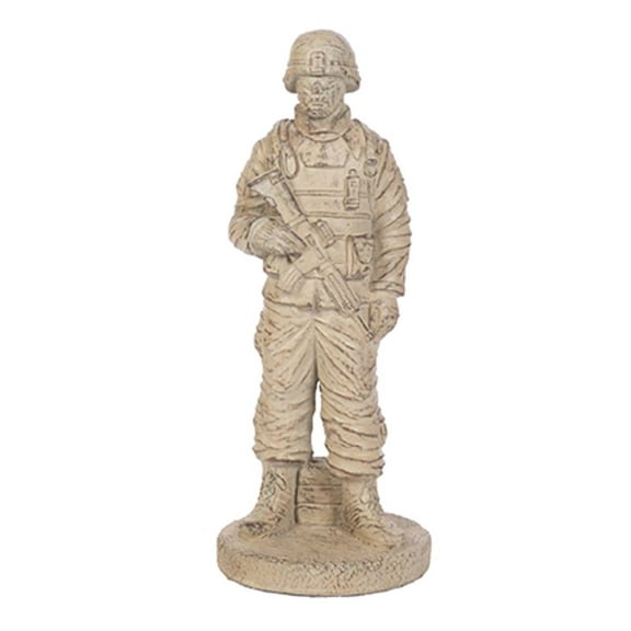 Solid Rock Stoneworks Concrete Standing Soldier Garden Statue - 25" Tall - Desert Sand Brown