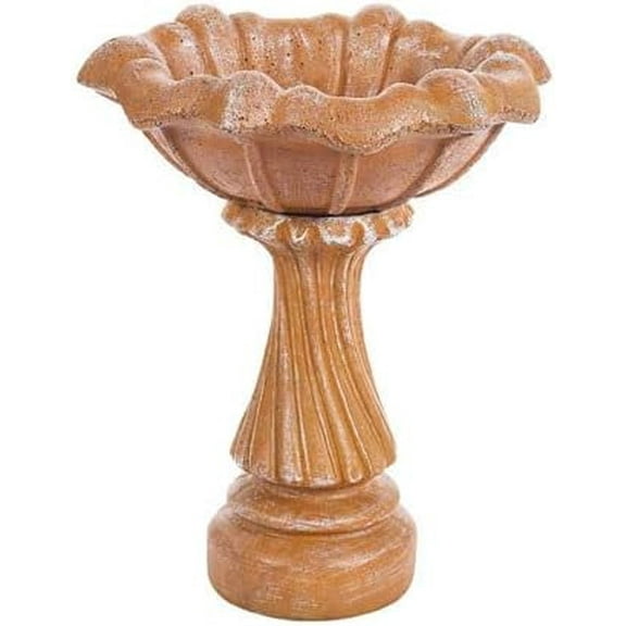 Solid Rock Stoneworks Concrete Tiny Twist/Tiny Tulip Birdbath - 20" Tall - Sand Stone Color