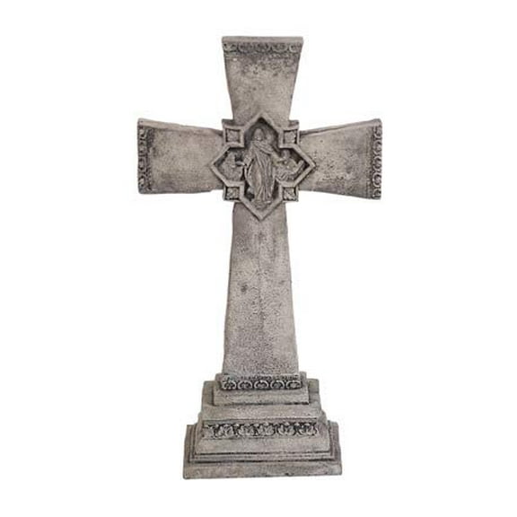 Solid Rock Stoneworks Cross of Jesus 20" Tall x 11" Wide Pre Aged Color/Stain