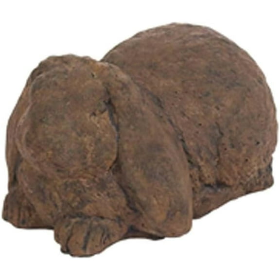 Solid Rock Stoneworks Crouching Long Ear Bunny Concrete Statue, 6" Tall, Espresso