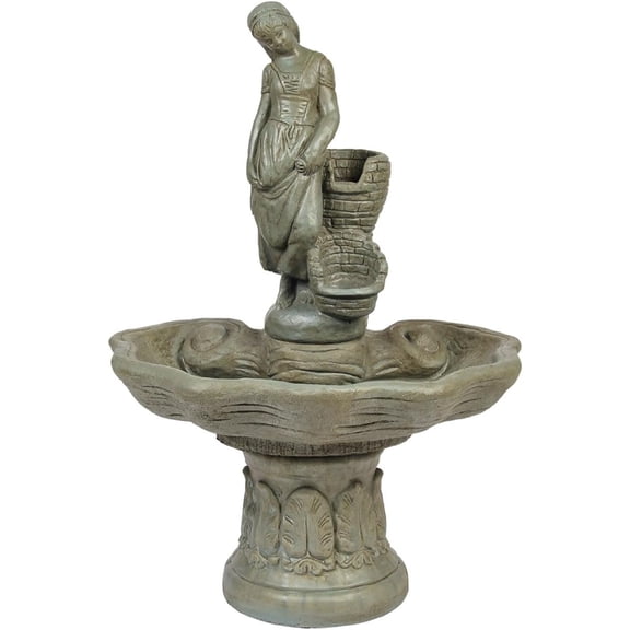 Solid Rock Stoneworks Daytona Lady at Well Fountain - 44" Tall - Cypress