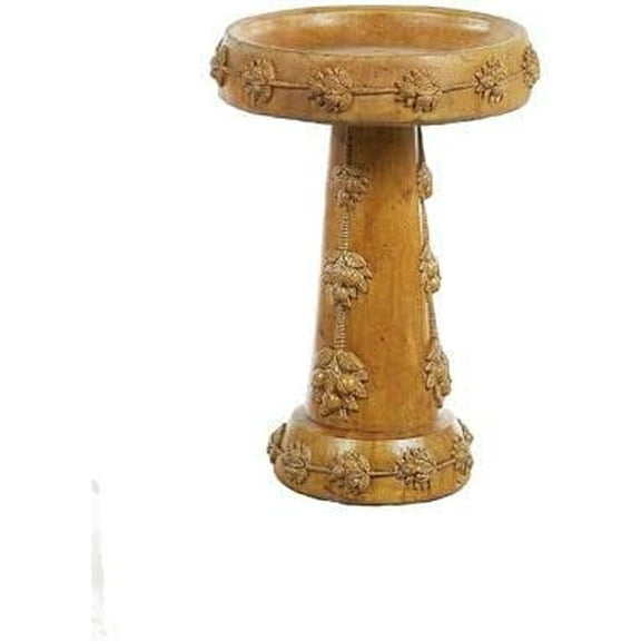 Solid Rock Stoneworks Della Robbia Birdbath - 26" Tall x 18" Diameter - Autumn Wheat