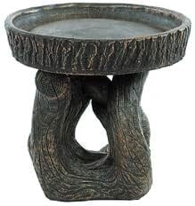 Solid Rock Stoneworks Driftwood Birdbath - 20" Tall x 19" Diameter - Autumn Brown