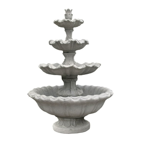 Solid Rock Stoneworks Extra Large Concrete Scroll Fountain- 72" Tall