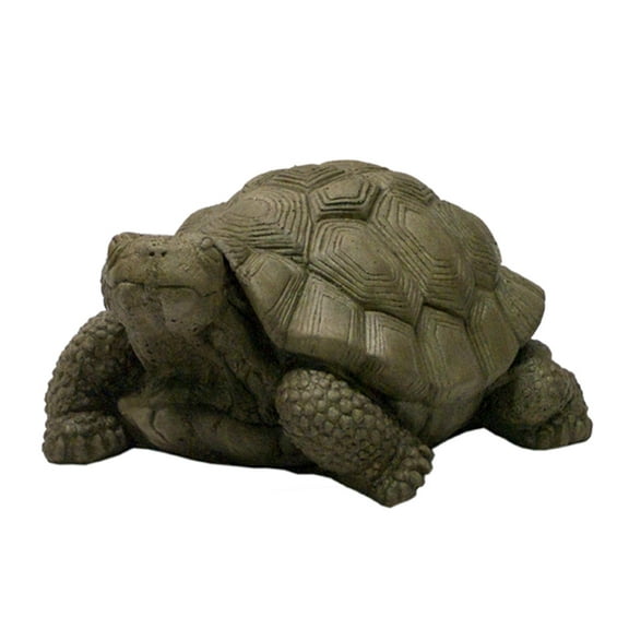 Solid Rock Stoneworks Extra Large Turtle Concrete Statue, 9" Tall, Aged Pine Color