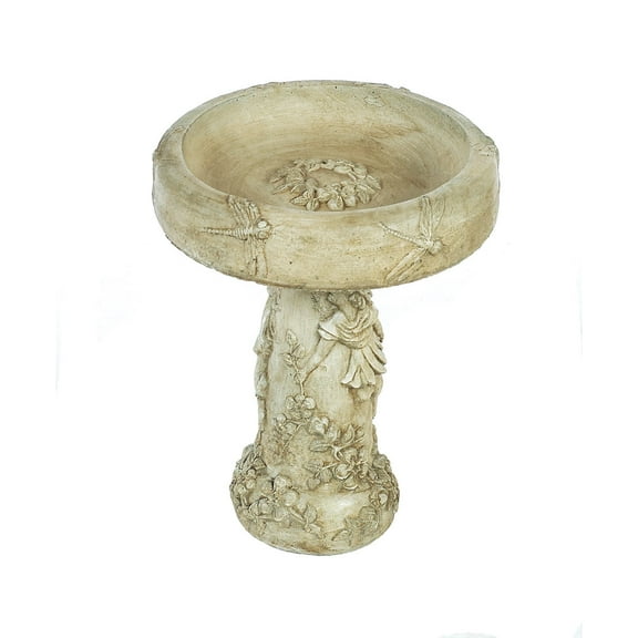 Solid Rock Stoneworks Fairy Dance Birdbath - 22" Tall x 18" Diameter - Buff