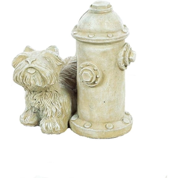 Solid Rock Stoneworks Fire Hydrant Dog Concrete Statue, 9" Tall, Desert Sand Color