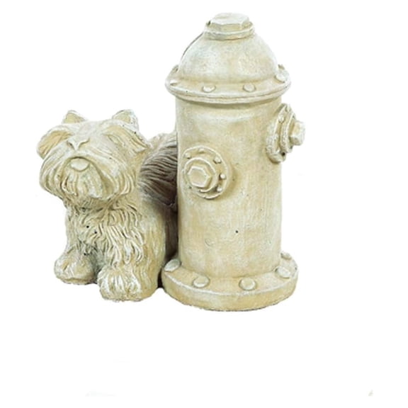 Solid Rock Stoneworks Fire Hydrant Dog Concrete Statue, 9" Tall, Desert Sand Color