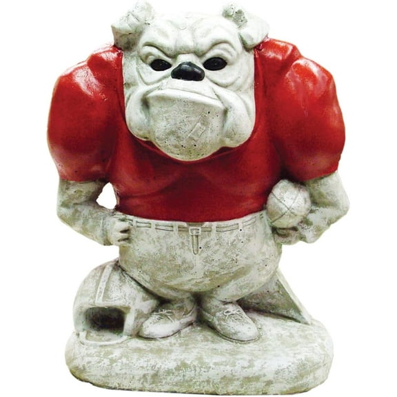 Solid Rock Stoneworks Football Dog Concrete Statue, 15" Tall, Life Like Red Jersey