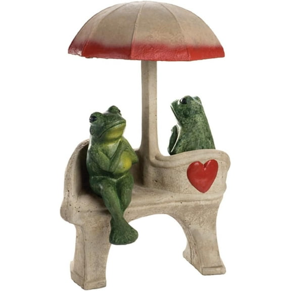 Solid Rock Stoneworks Frog & Love Seat Concrete Statue, 28" Tall, Life Like Color