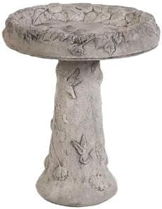 Solid Rock Stoneworks Glorious Hummingbird Birdbath - 22" Tall x 19" Diameter - Pre-Aged