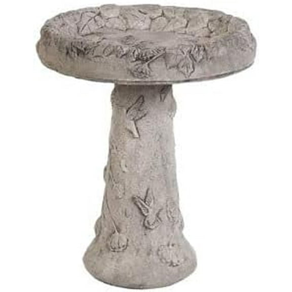 Solid Rock Stoneworks Glorious Hummingbird Birdbath - 22" Tall x 19" Diameter - Pre-Aged