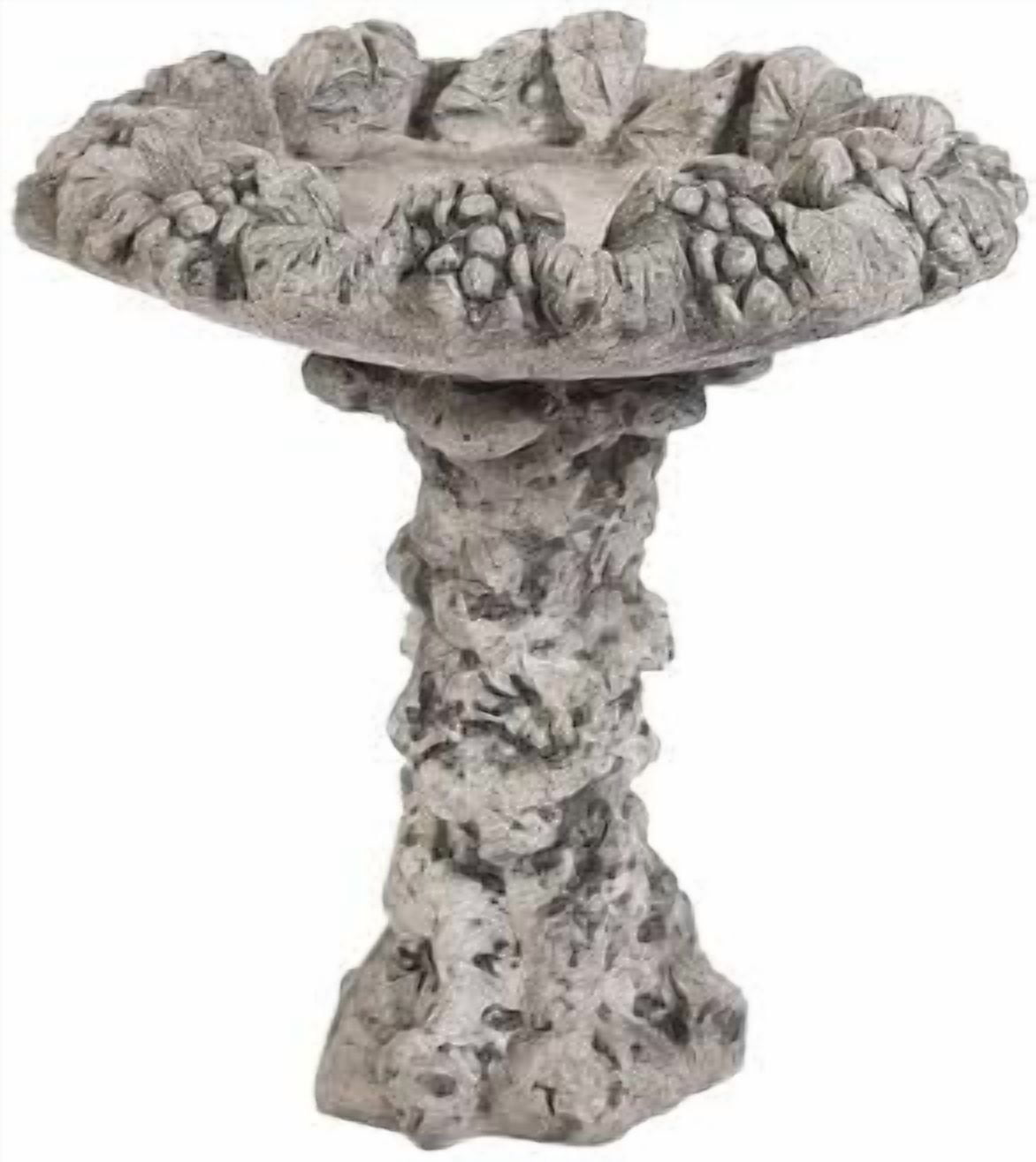Solid Rock Stoneworks Grape Vine Birdbath - 16" h x 15" Diameter - Pre Aged Color
