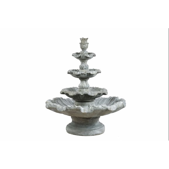 Solid Rock Stoneworks Grooved 4 Tier Fountain- 54" Tall- Flint Stain Color