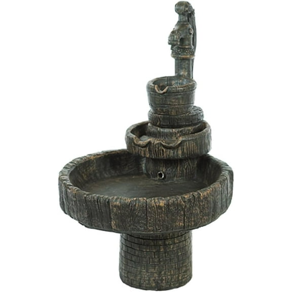 Solid Rock Stoneworks Hand Pump Fountain - 40" Tall - Autumn Brown