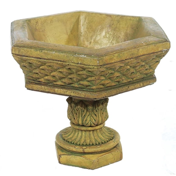Solid Rock Stoneworks Hexagon Urn Planter 15" Tall x 13" Diameter Brushed Moss Color