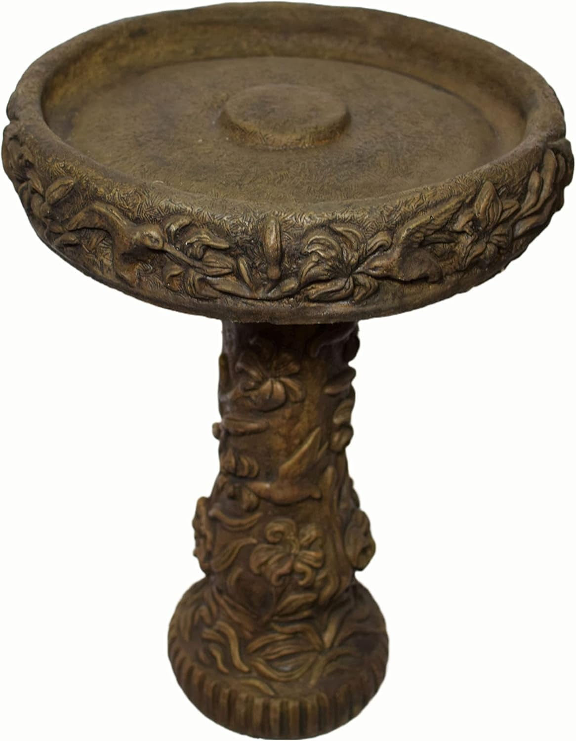 Solid Rock Stoneworks Hummingbird Birdbath - 27" h x 20" Diameter - Espresso